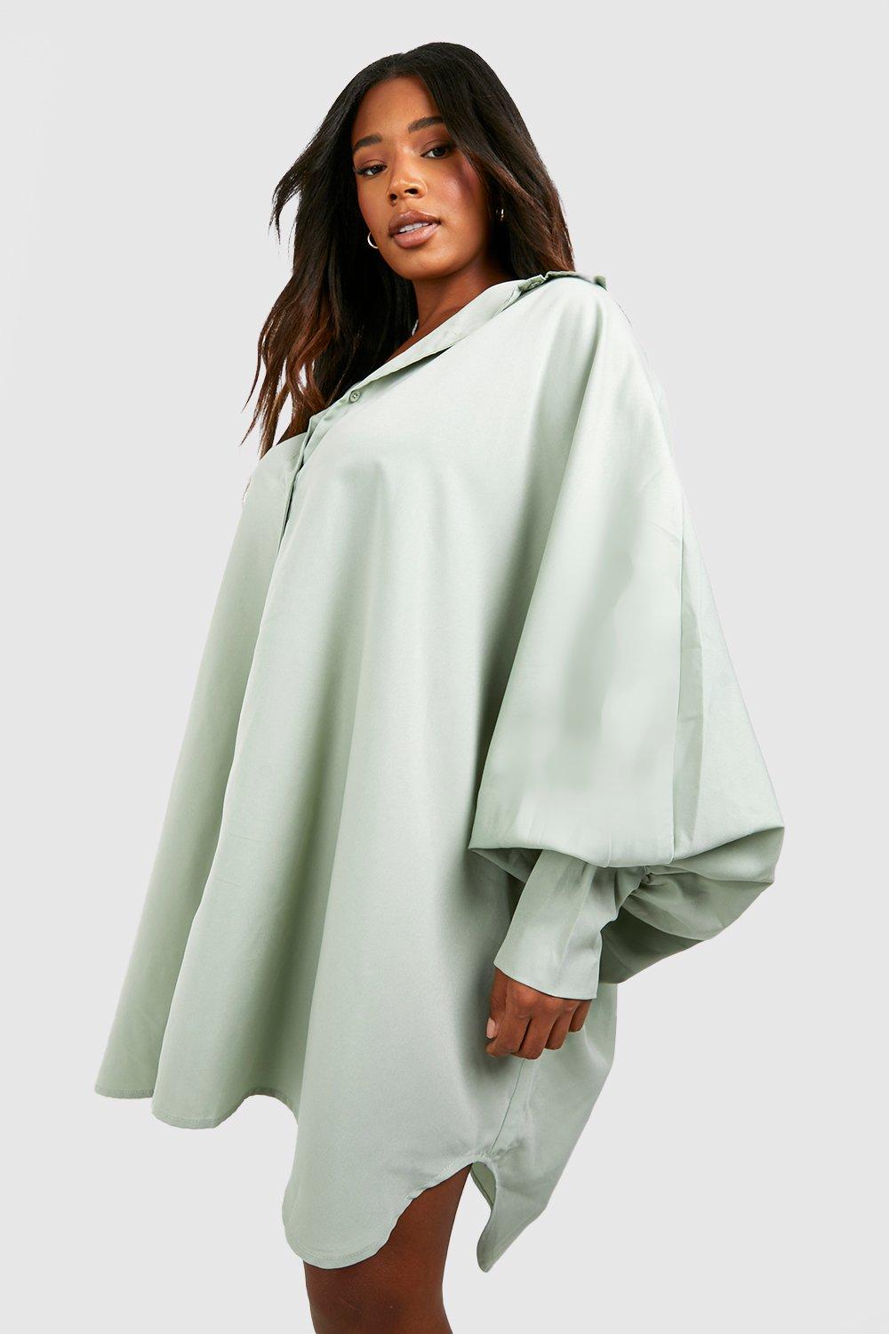 Grande taille Robe chemise oversize manches chauve souris boohoo